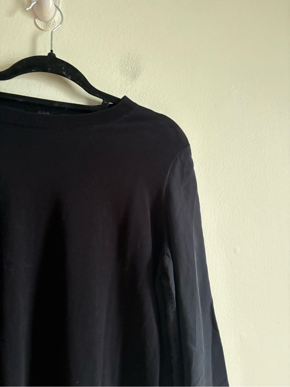 COS Sz M Navy Mixed Media Cotton Silk Minimalist Sweater - Picture 7 of 10